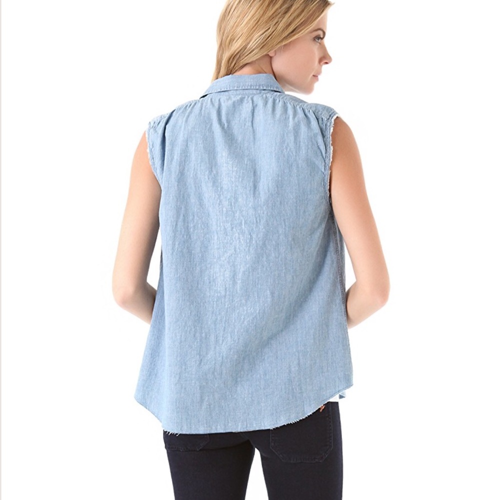 M i H Jeans Anthropologie Sleeveless Denim Shirt - Picture 3 of 6